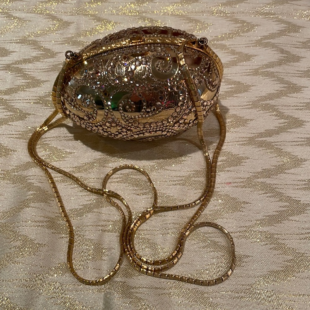 Judith Leiber gold jeweled egg with mirror